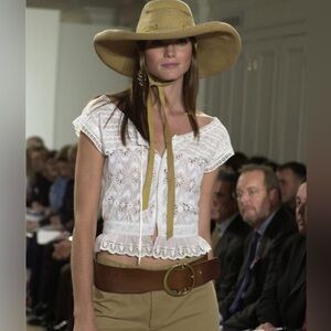 Ralph Lauren Collection Spring 2002 Eyelet Cotton Crop Top 2 Runway Western Boho